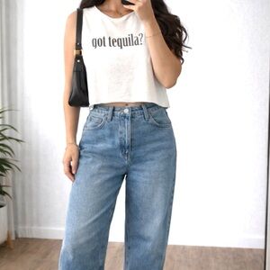 Vintage 90s Tequila Cabo Wabo White Cropped T Shirt